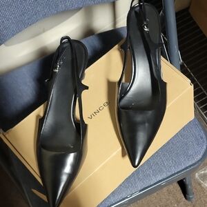 Vince Black Heels Slingback Pumps